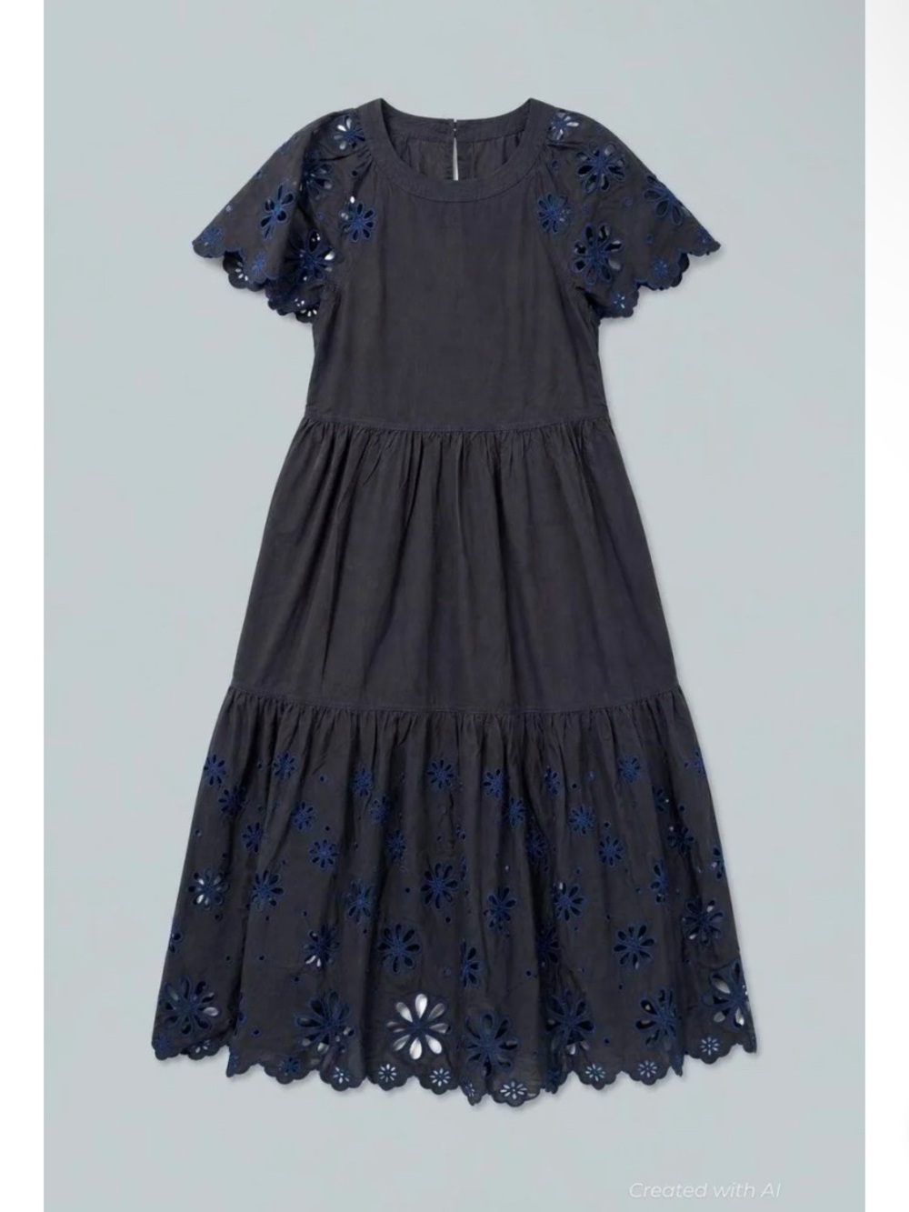 Something Navy Navy Eyelet Midi Dress